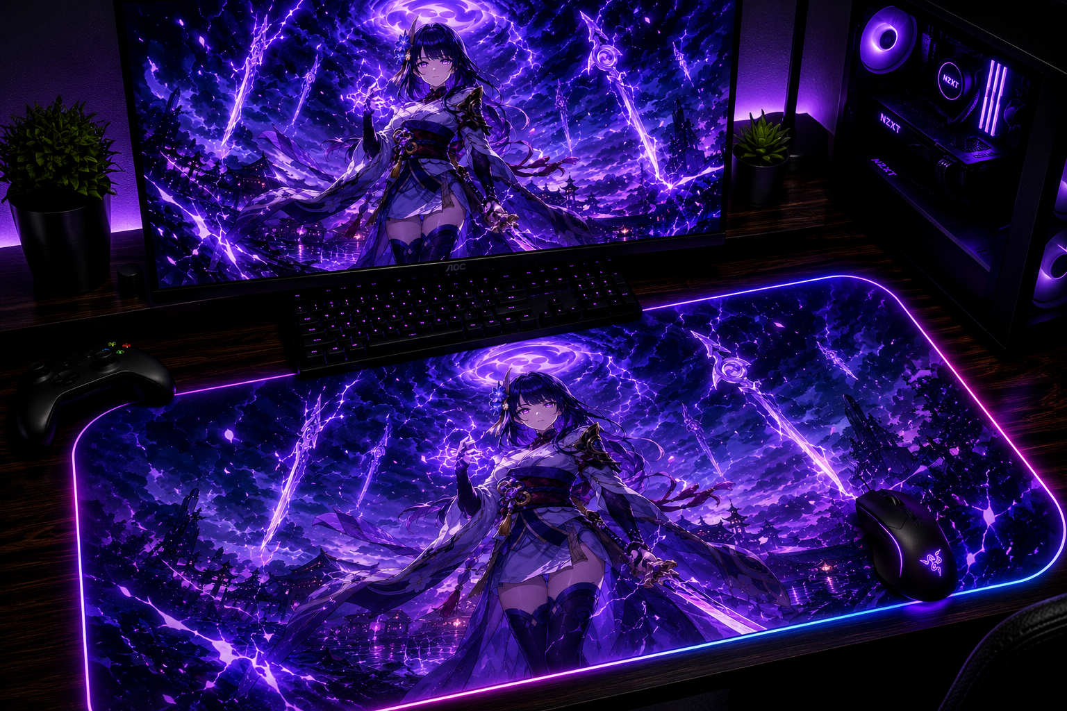 Genshin Impact Inspired XXL Gaming Mouse Pad 02 - LED