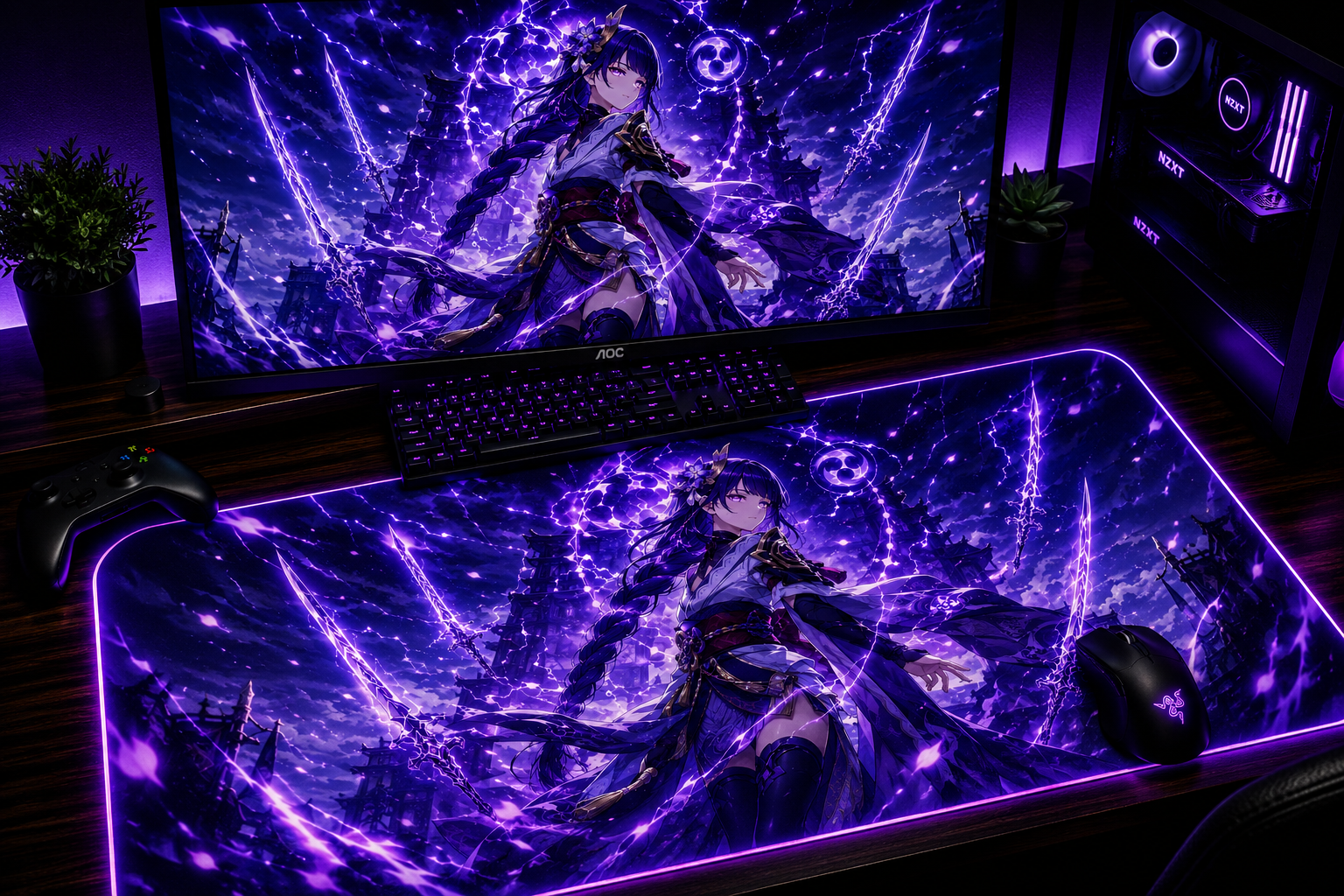 Genshin Impact Inspired XXL Gaming Mouse Pad 03 - LED