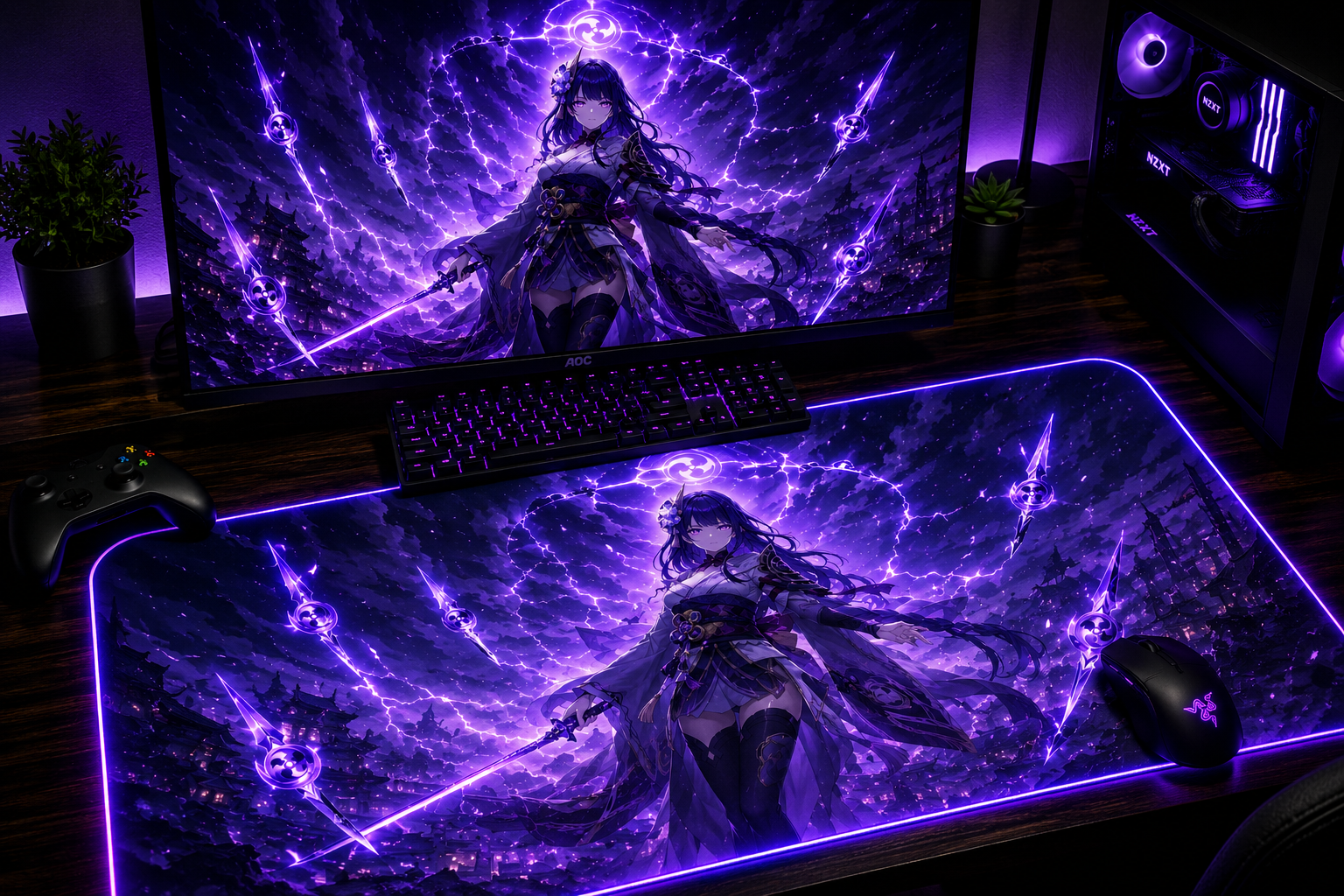 Genshin Impact Inspired XXL Gaming Mouse Pad 04 - LED