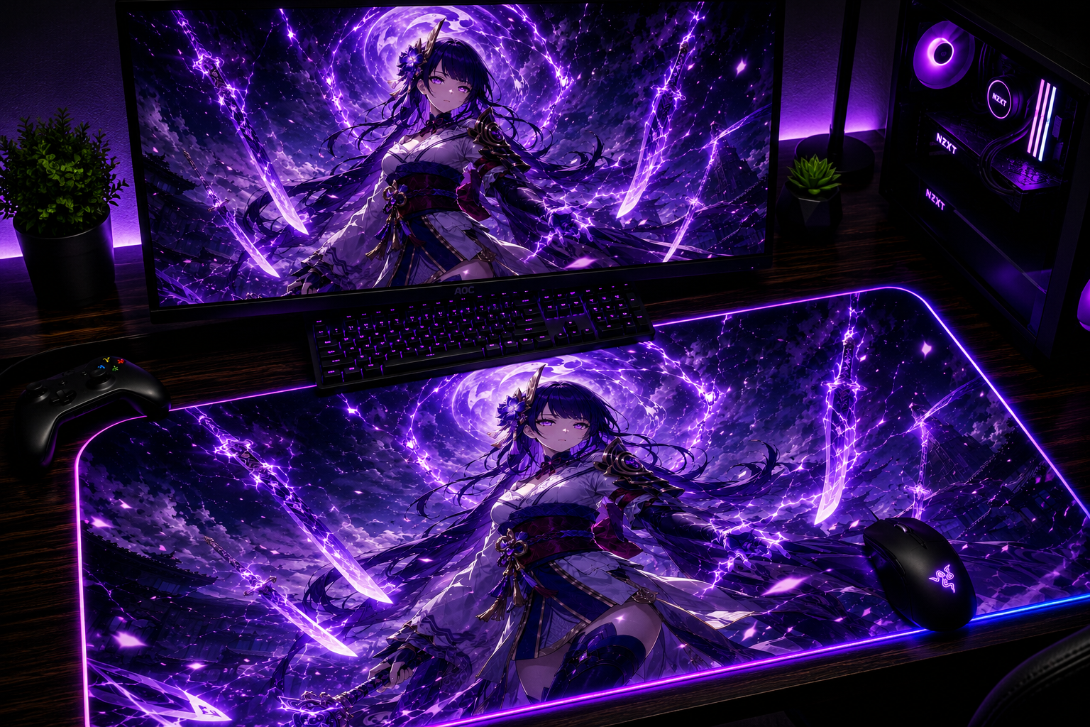 Genshin Impact Inspired XXL Gaming Mouse Pad 06 - LED