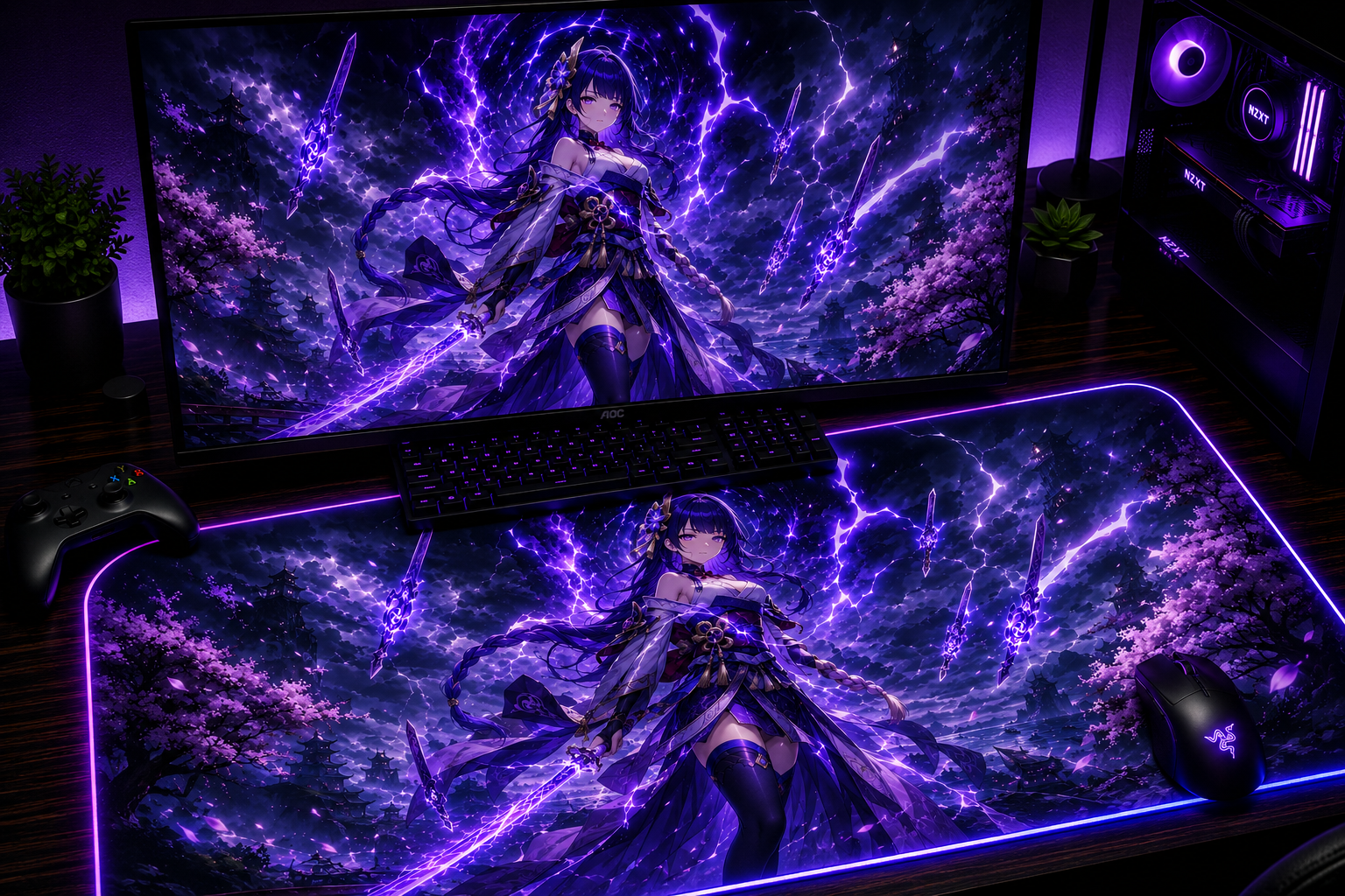 Genshin Impact Inspired XXL Gaming Mouse Pad 07 - LED
