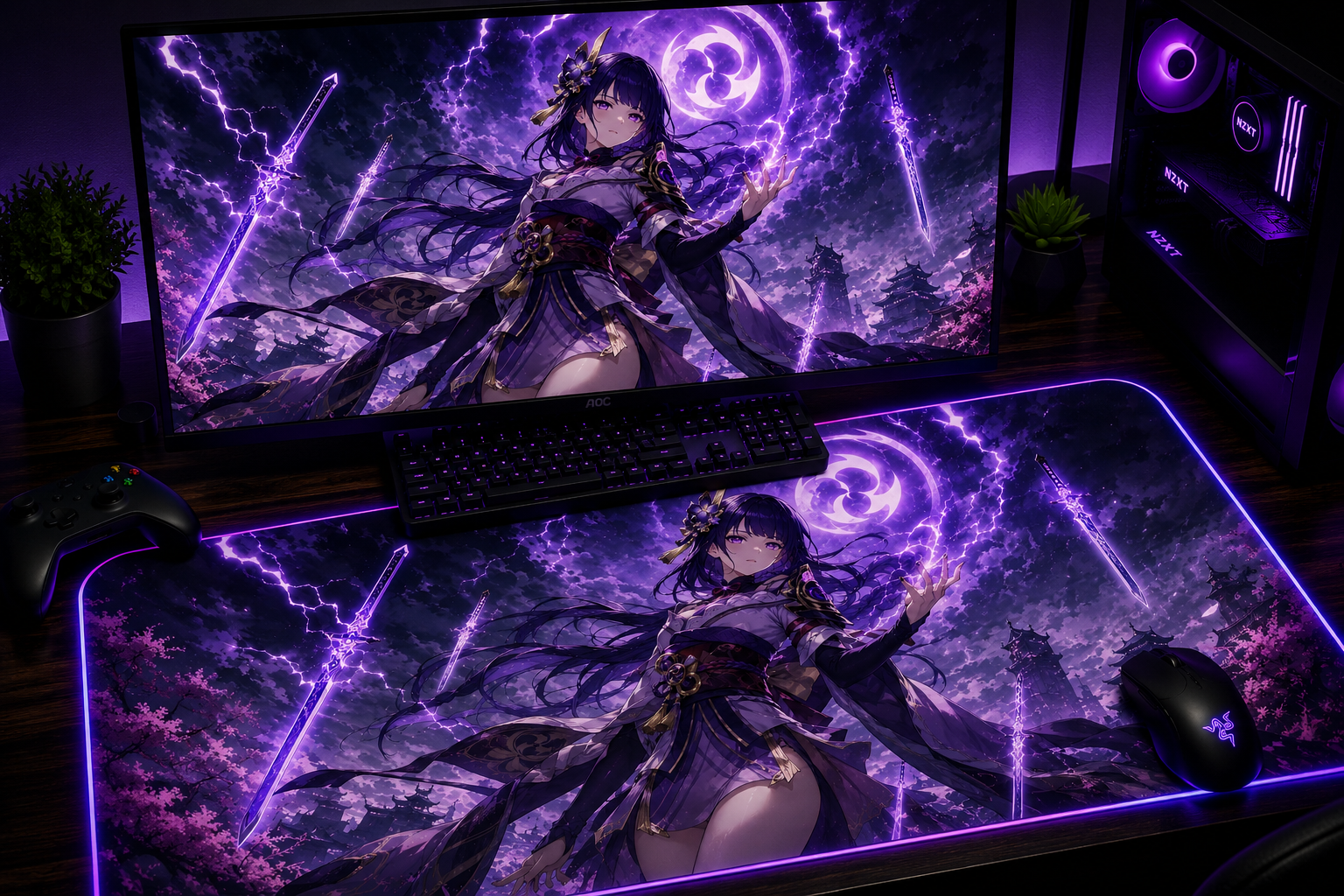 Genshin Impact Inspired XXL Gaming Mouse Pad 08 - LED