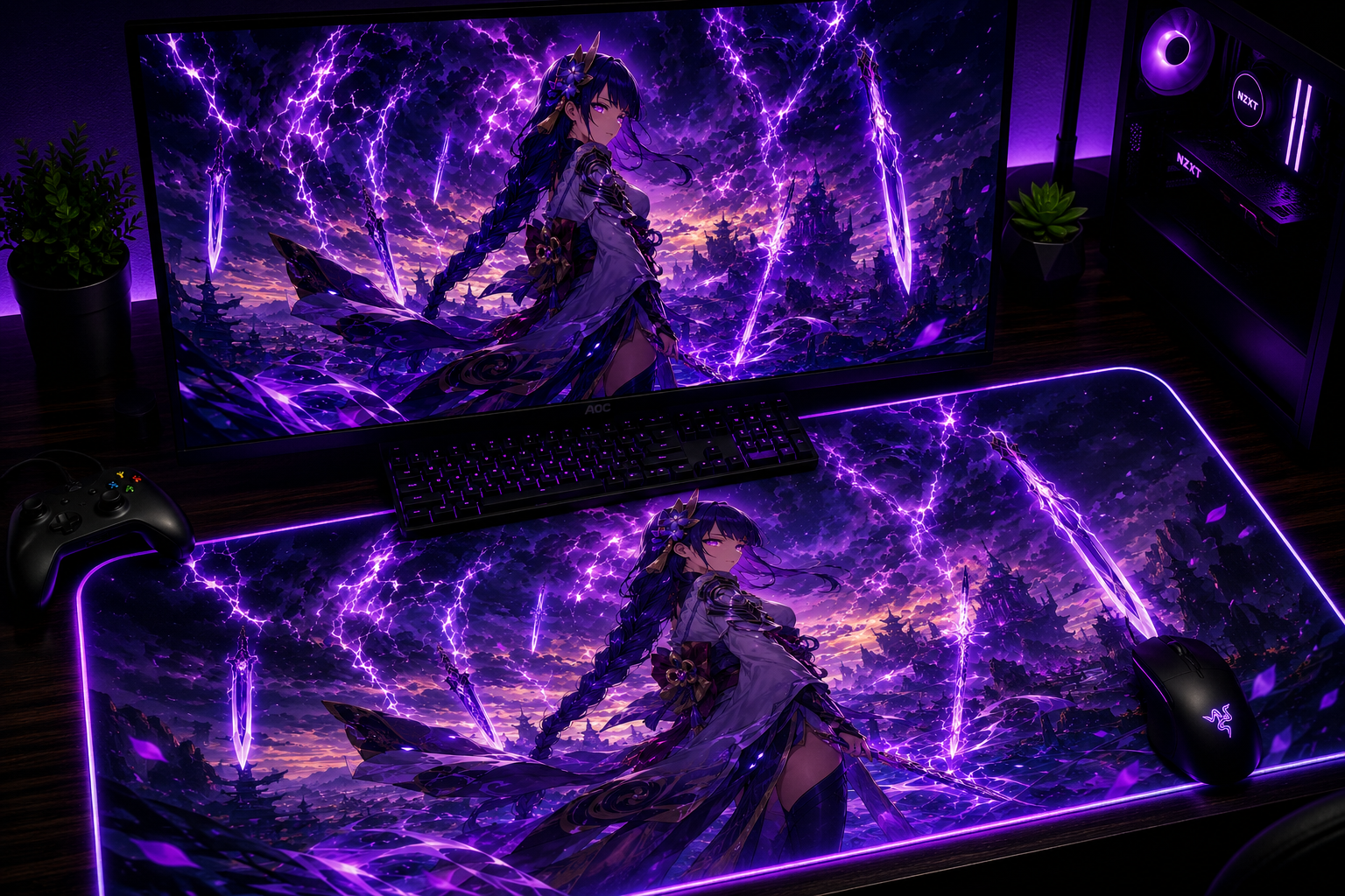 Genshin Impact Inspired XXL Gaming Mouse Pad 09 - LED