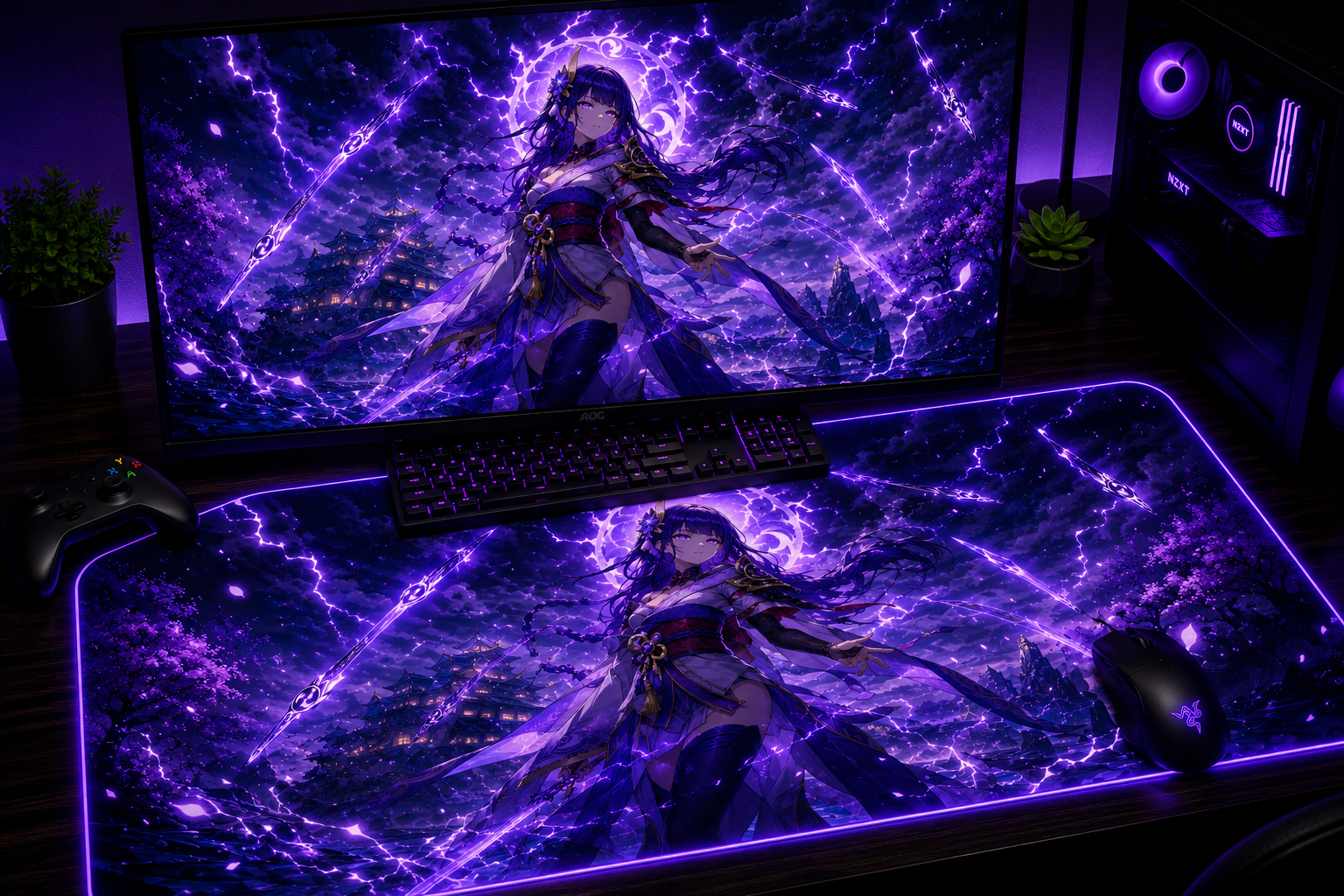 Genshin Impact Inspired XXL Gaming Mouse Pad 10 - LED