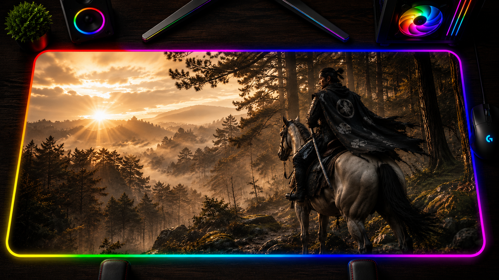 Ghost of Tsushima inspired XXL gaming mouse pad 03 RGB LED
