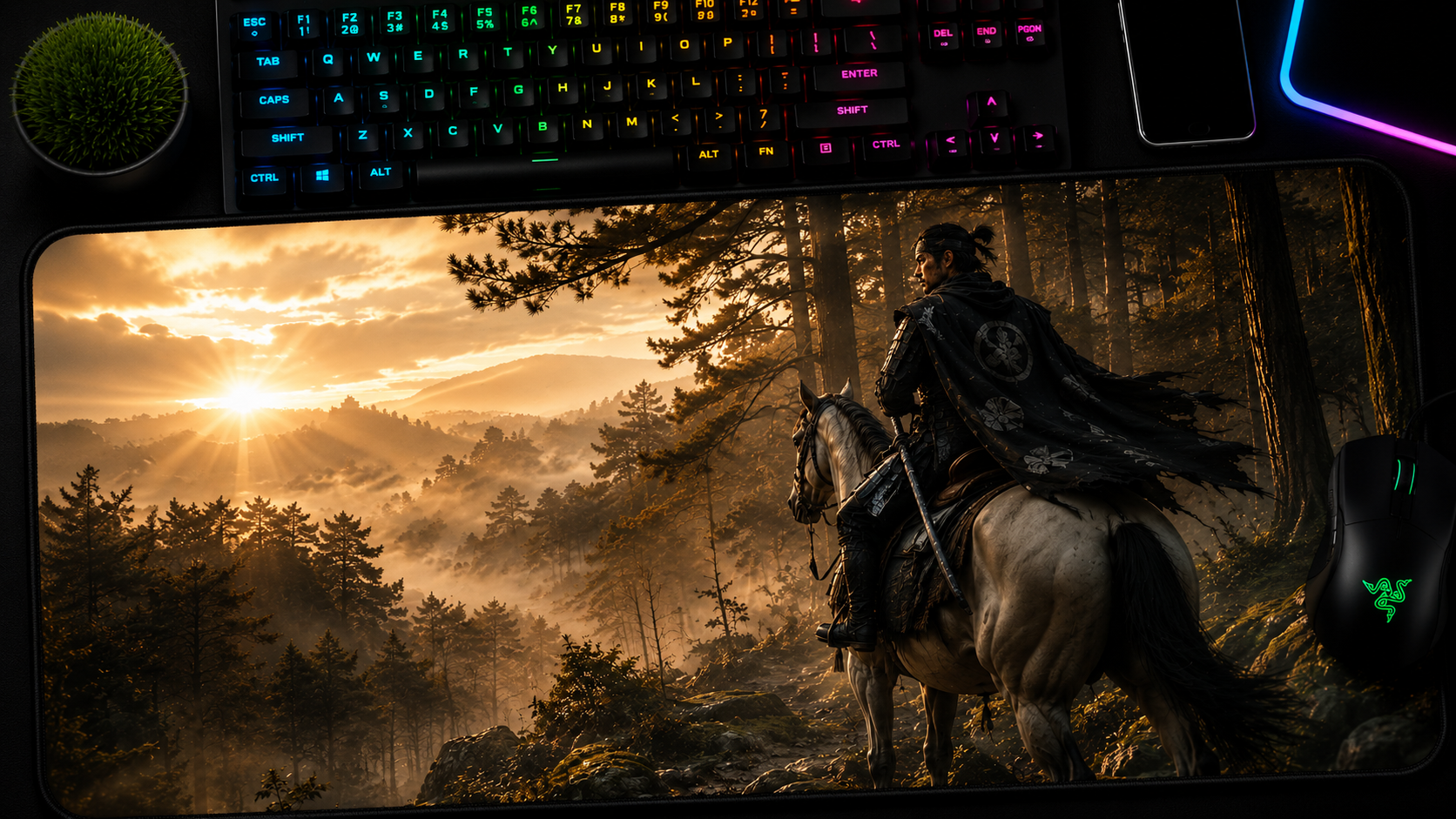 Ghost of Tsushima inspired XXL gaming mouse pad 03 Non-LED