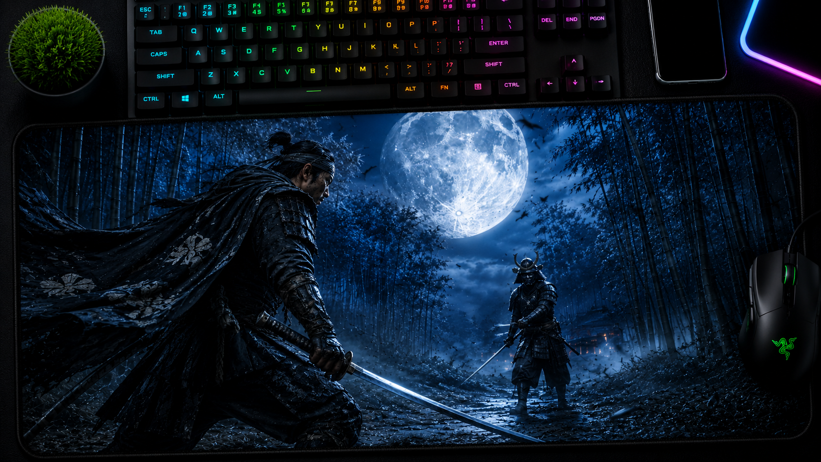 Ghost of Tsushima inspired XXL gaming mouse pad 04 Non-LED