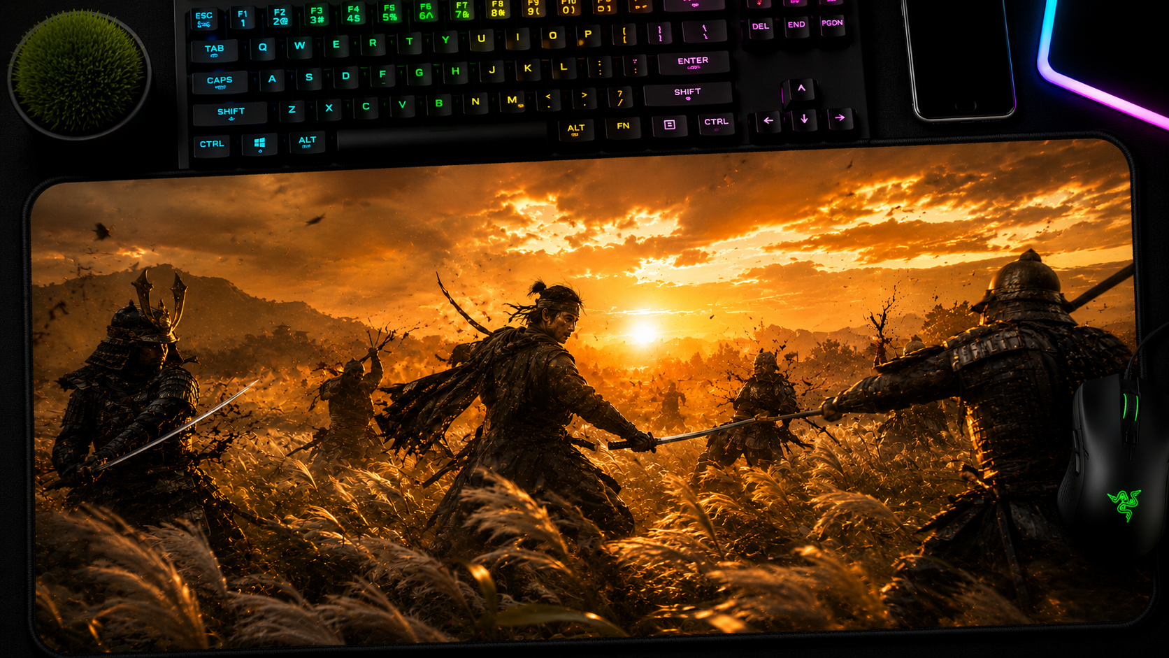 Ghost of Tsushima inspired XXL gaming mouse pad 08 Non-LED