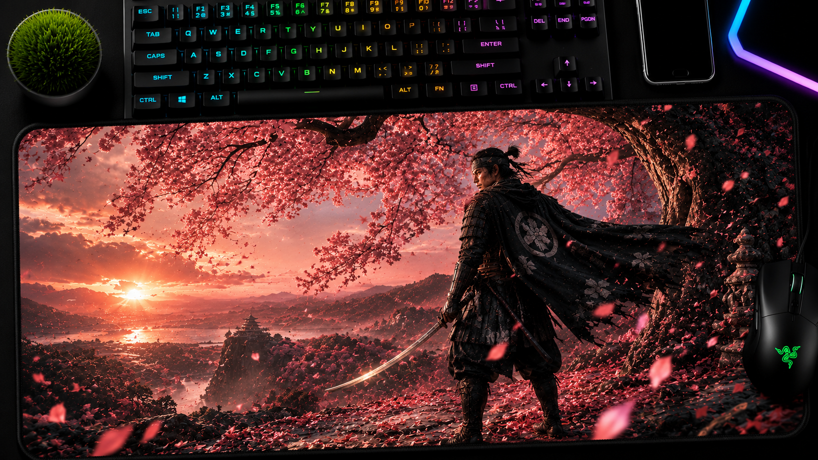 Ghost of Tsushima inspired XXL gaming mouse pad 09 Non-LED