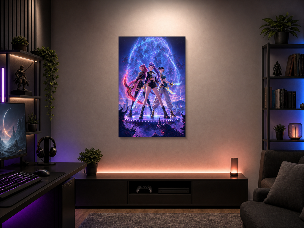 K-Pop Warriors inspired canvas poster room mockup 01