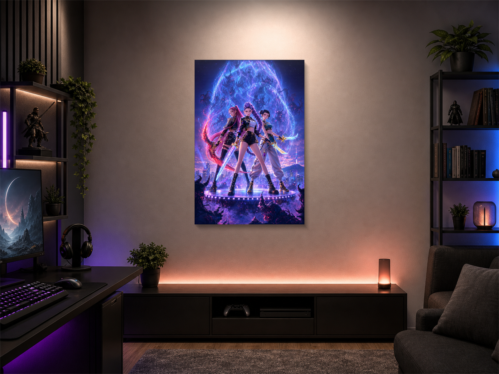 K-Pop Warriors inspired canvas poster room mockup 01