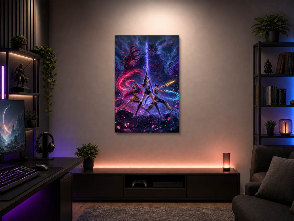 K-Pop Warriors inspired canvas poster room mockup 02