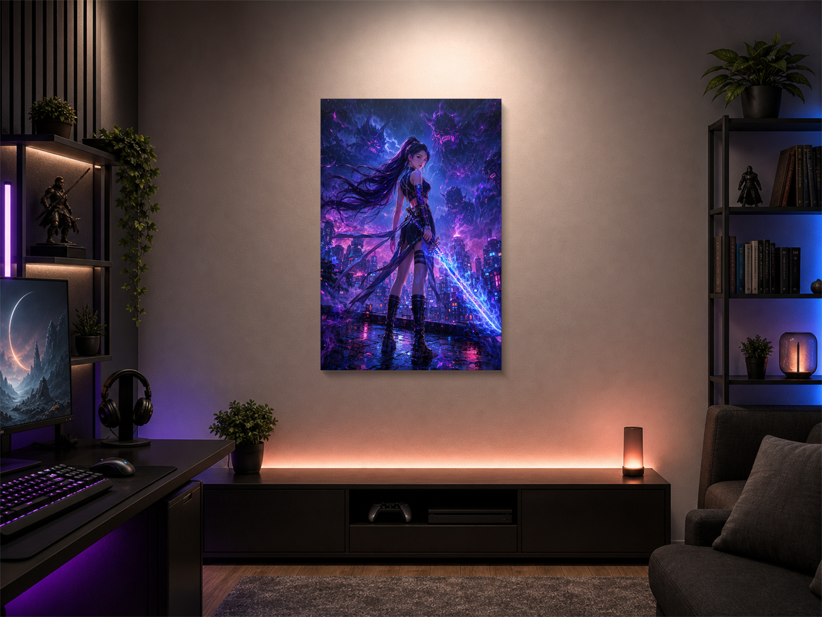 K-Pop Warriors inspired canvas poster room mockup 04