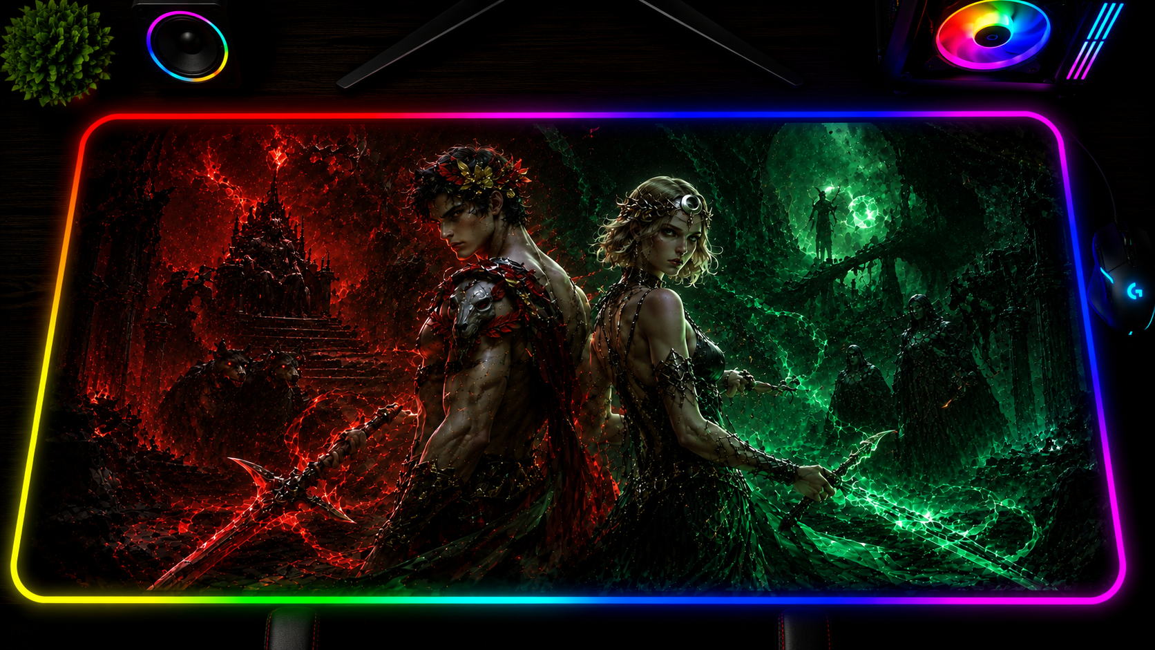 Hades 2 Inspired XXL Gaming Mouse Pad 07 LED