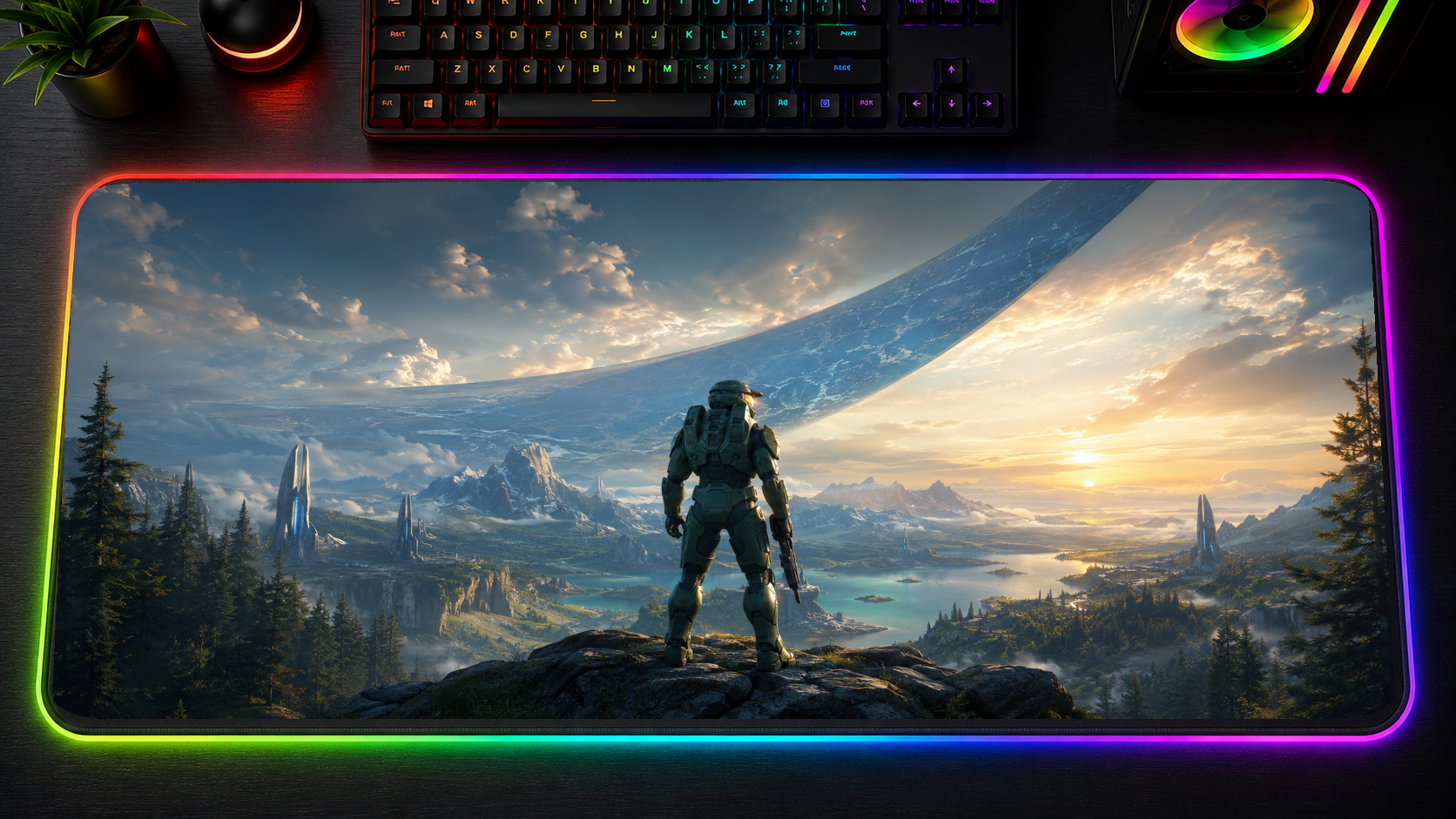 Halo inspired XXL gaming mouse pad 01 LED RGB version, 3 mm thick