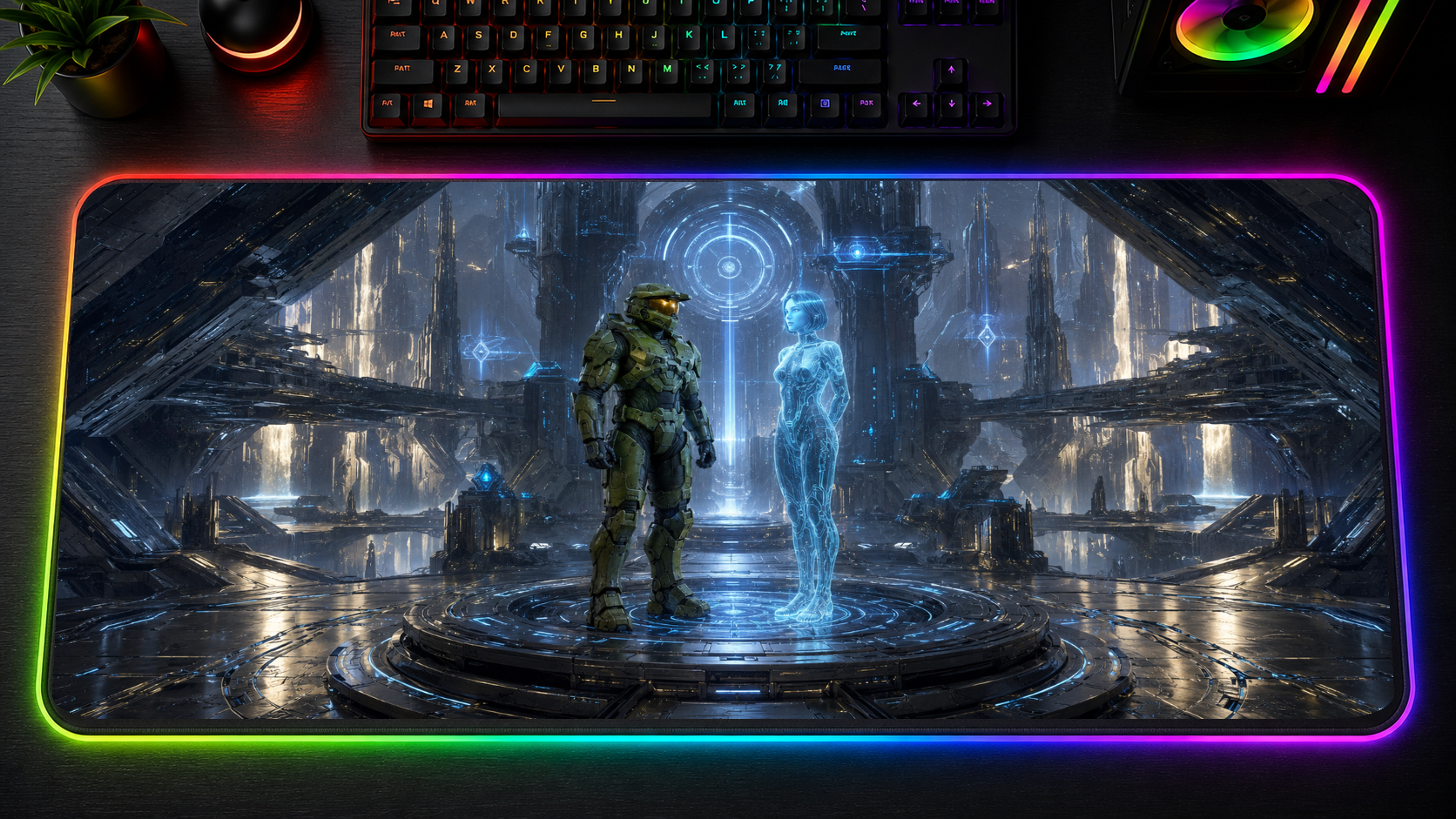 Halo inspired XXL gaming mouse pad 02 LED RGB version, 3 mm thick