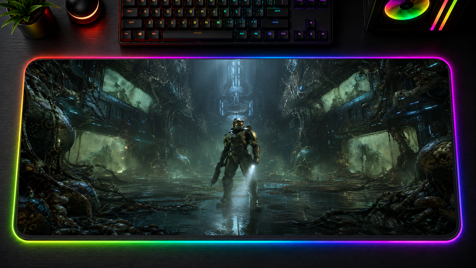 Halo inspired XXL gaming mouse pad 08 LED RGB version, 3 mm thick