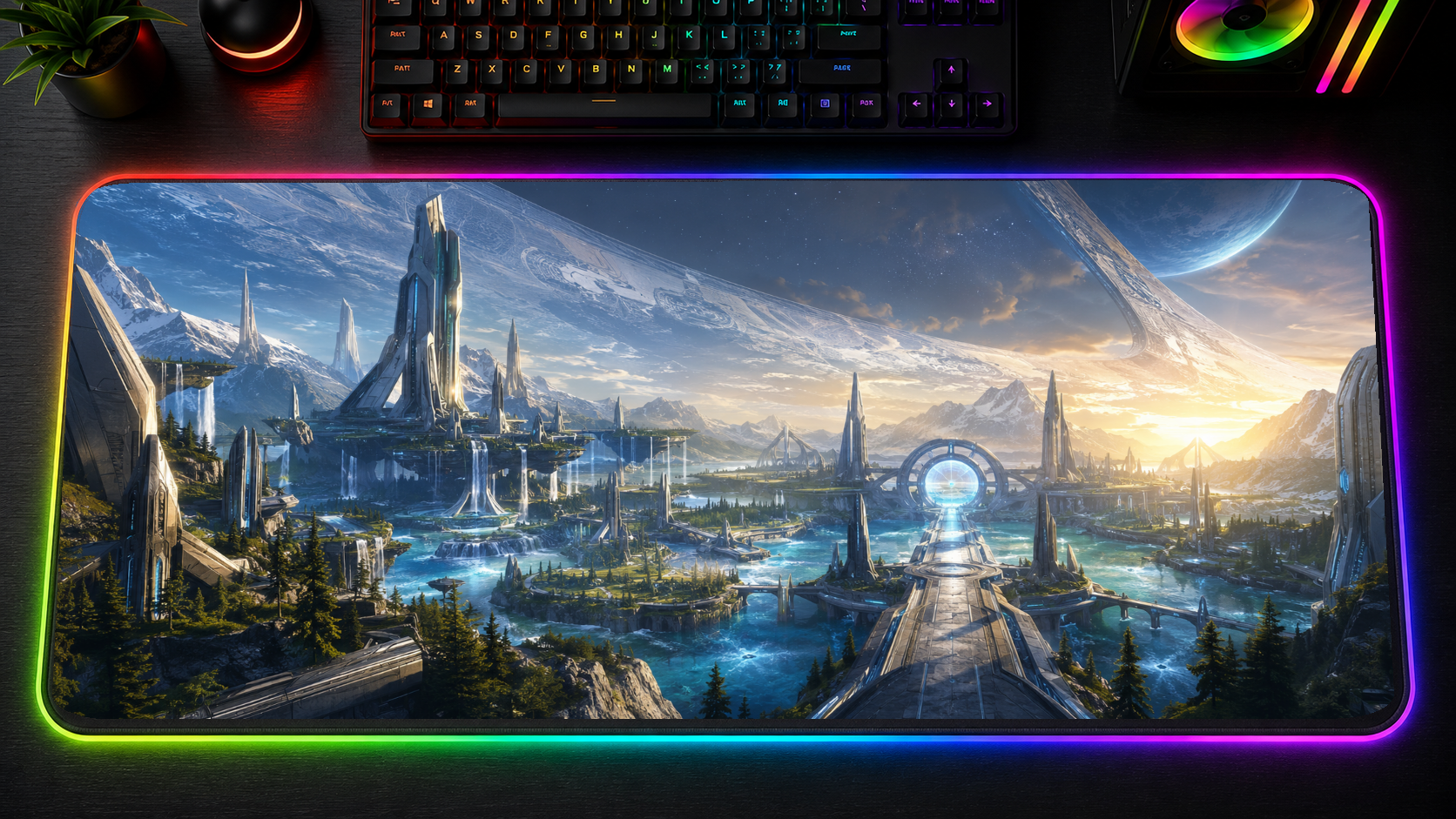 Halo inspired XXL gaming mouse pad 10 LED RGB version, 3 mm thick