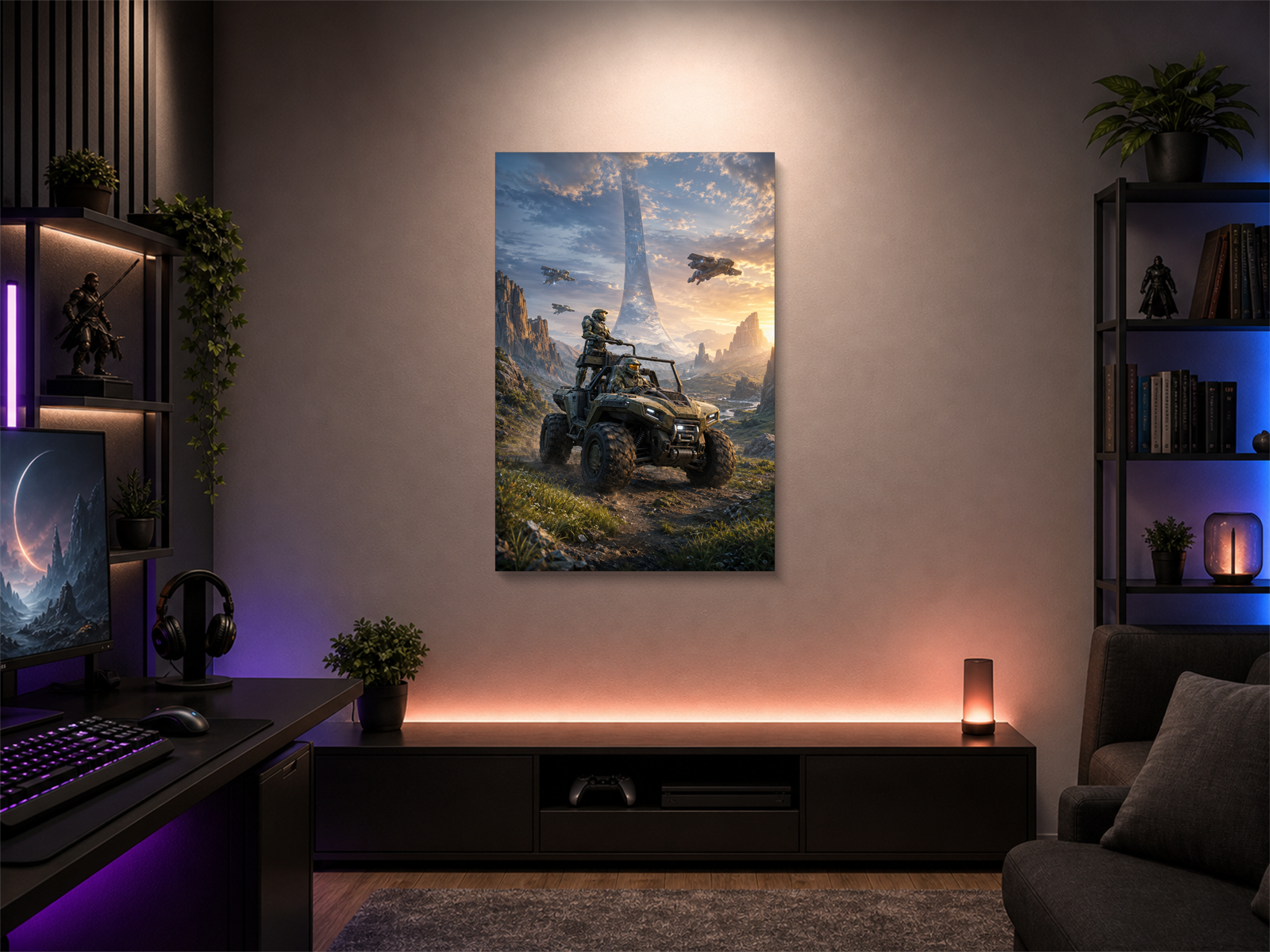 Halo inspired canvas poster room mockup 02
