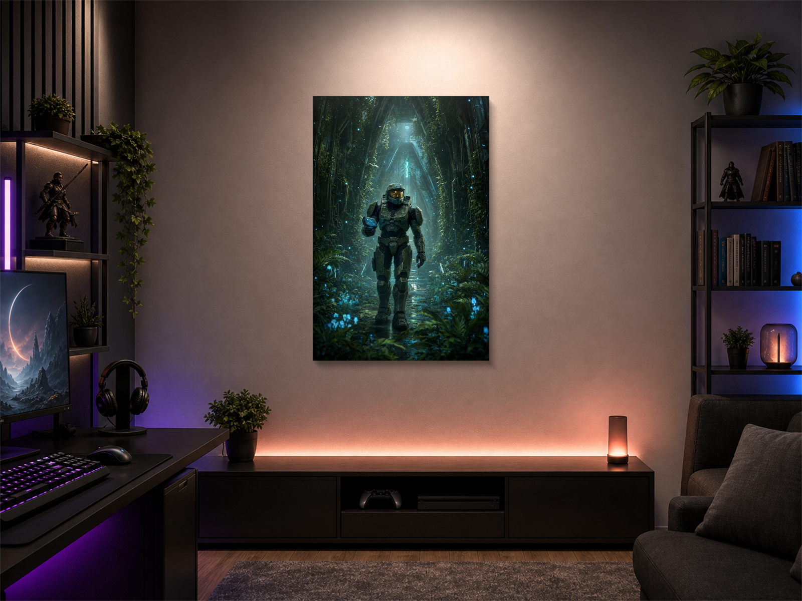 Halo inspired canvas poster room mockup 03