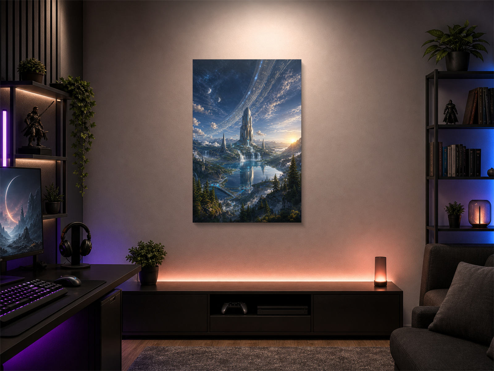 Halo inspired canvas poster room mockup 04