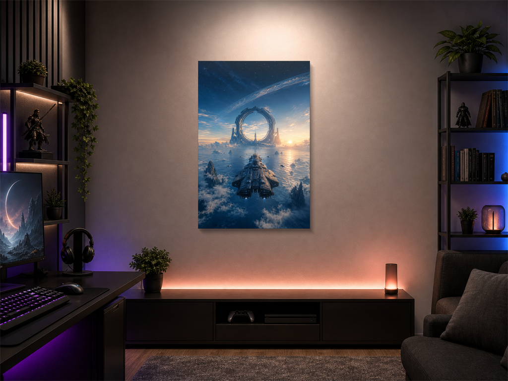 Halo inspired canvas poster room mockup 05