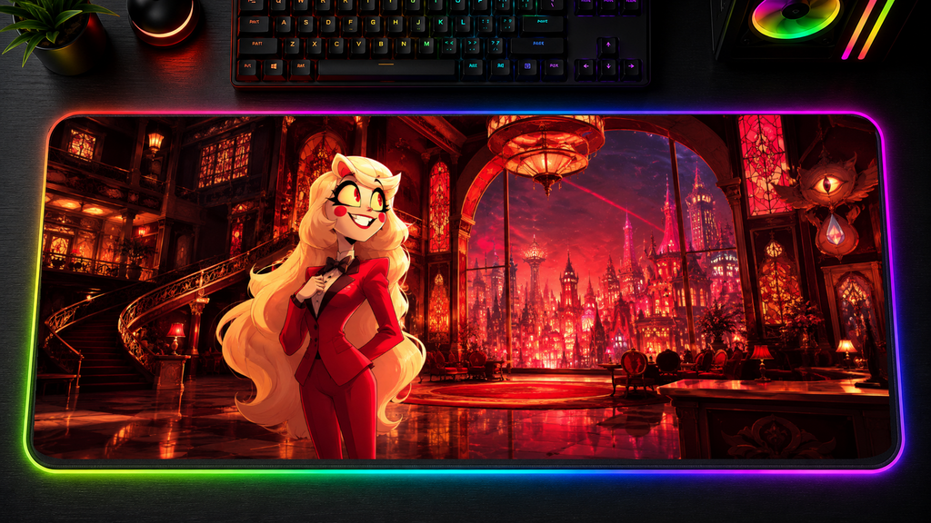 Hazbin Hotel inspired XXL gaming mouse pad 01 LED version, 3 mm thick