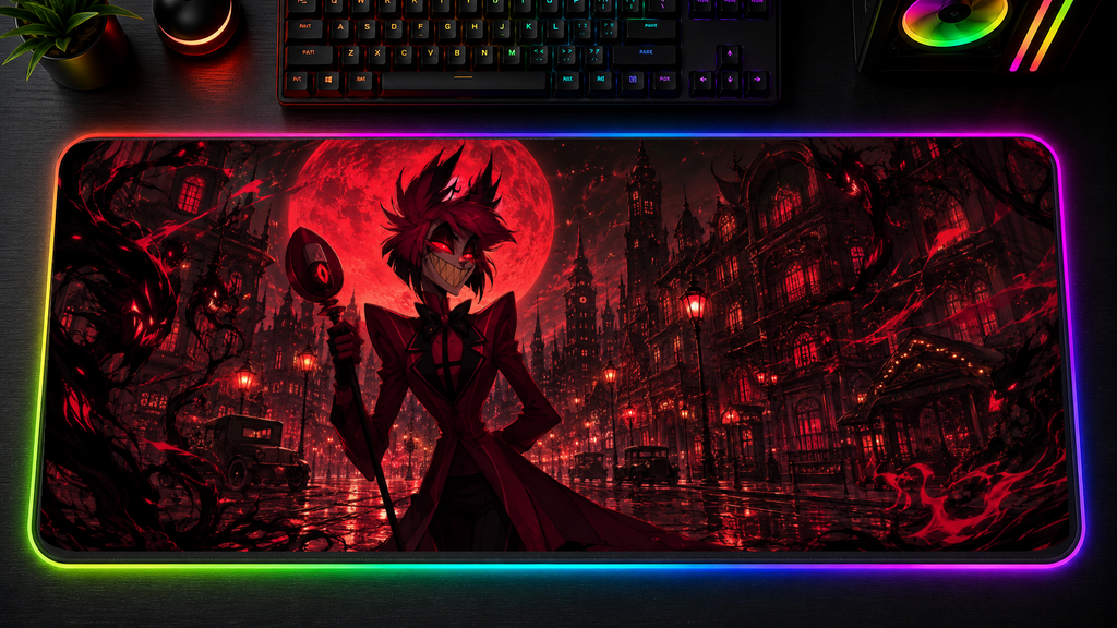 Hazbin Hotel inspired XXL gaming mouse pad 02 LED version, 3 mm thick