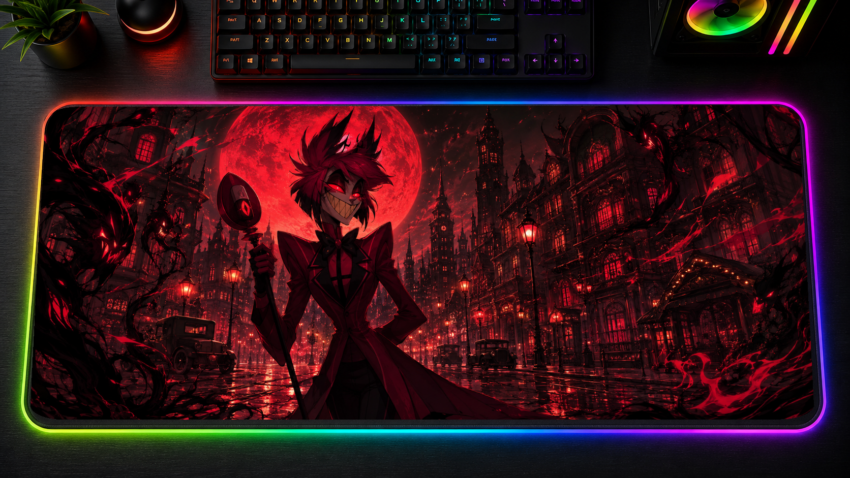Hazbin Hotel inspired XXL gaming mouse pad 02 LED version, 3 mm thick