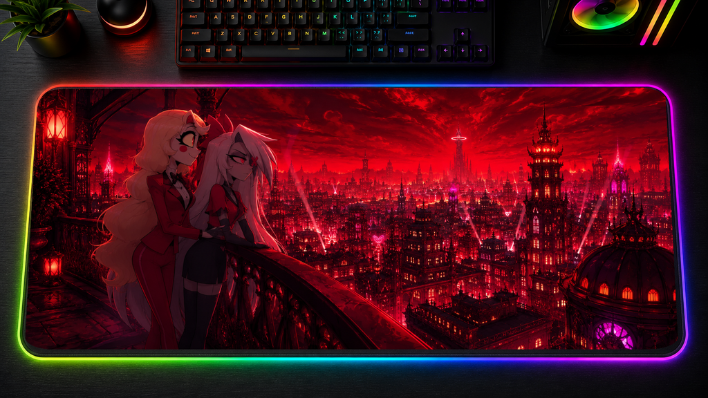 Hazbin Hotel inspired XXL gaming mouse pad 04 LED version, 3 mm thick