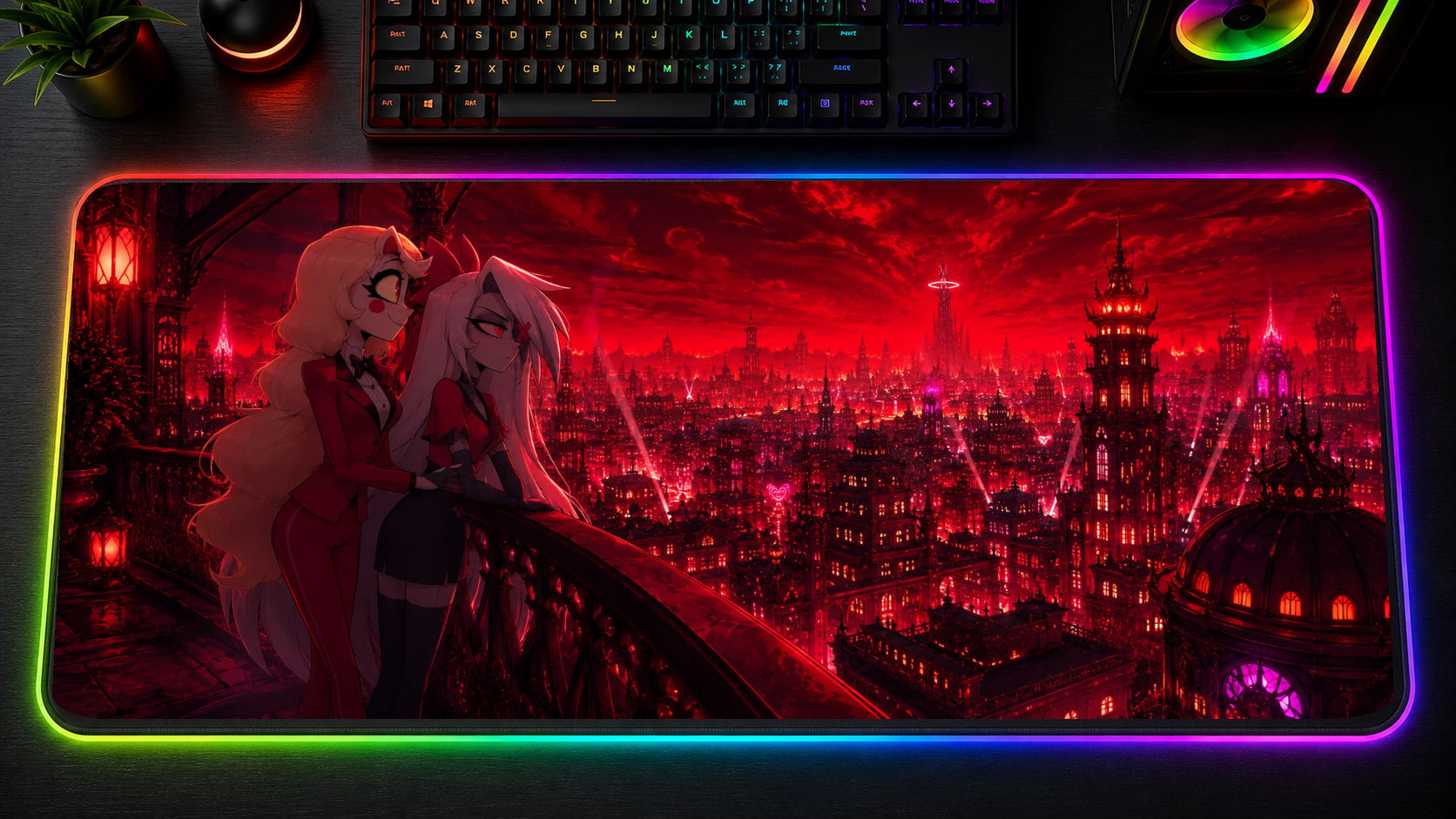 Hazbin Hotel inspired XXL gaming mouse pad 04 LED version, 3 mm thick