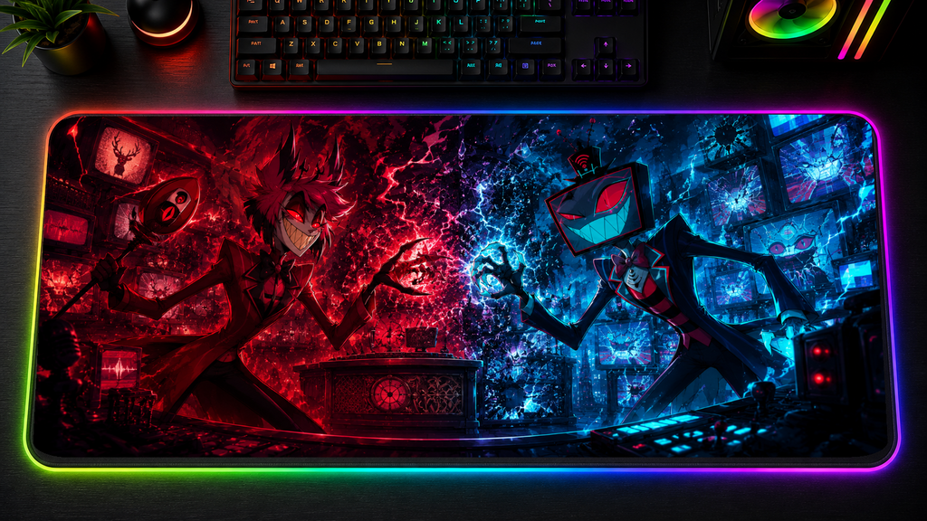 Hazbin Hotel inspired XXL gaming mouse pad 05 LED version, 3 mm thick