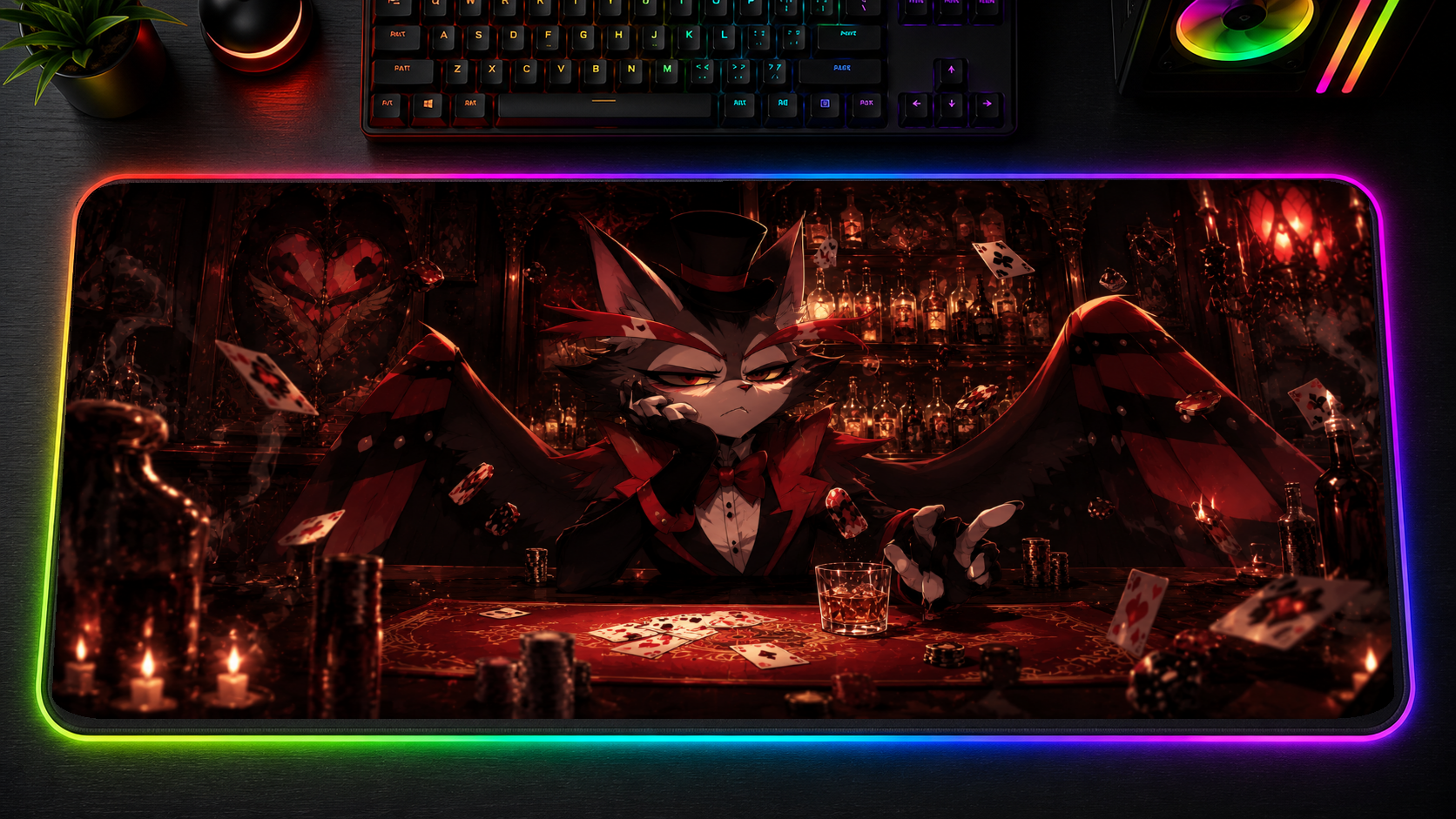 Hazbin Hotel inspired XXL gaming mouse pad 06 LED version, 3 mm thick