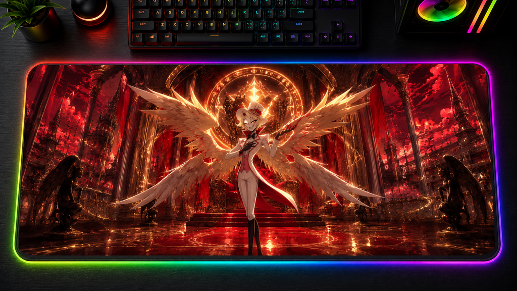 Hazbin Hotel inspired XXL gaming mouse pad 07 LED version, 3 mm thick