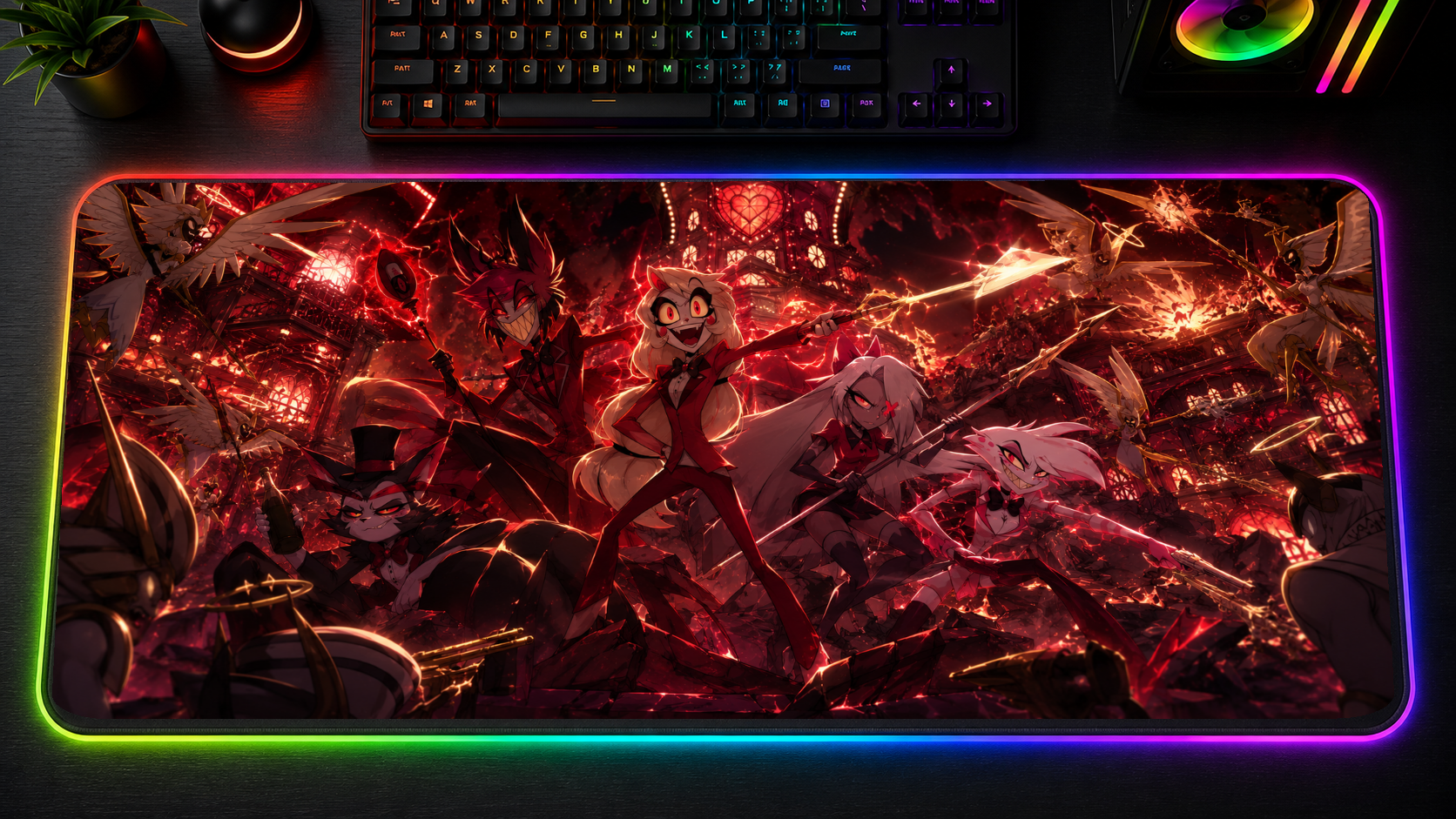 Hazbin Hotel inspired XXL gaming mouse pad 08 LED version, 3 mm thick
