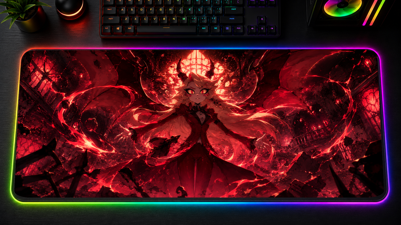 Hazbin Hotel inspired XXL gaming mouse pad 09 LED version, 3 mm thick