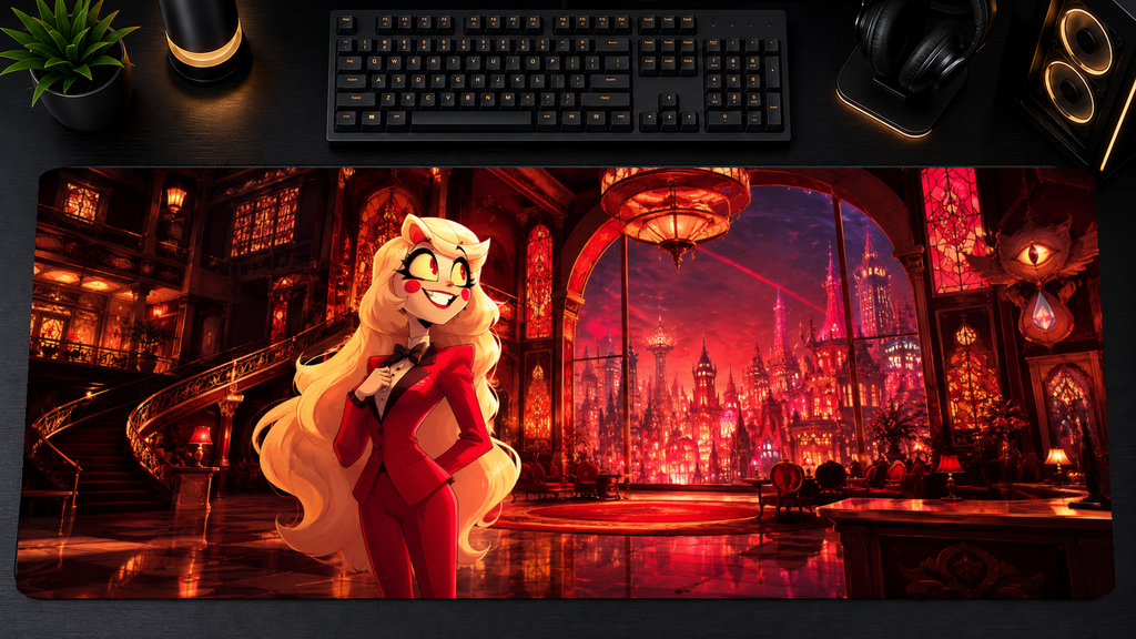 Hazbin Hotel inspired XXL gaming mouse pad 01 Non-LED version, 3 mm thick