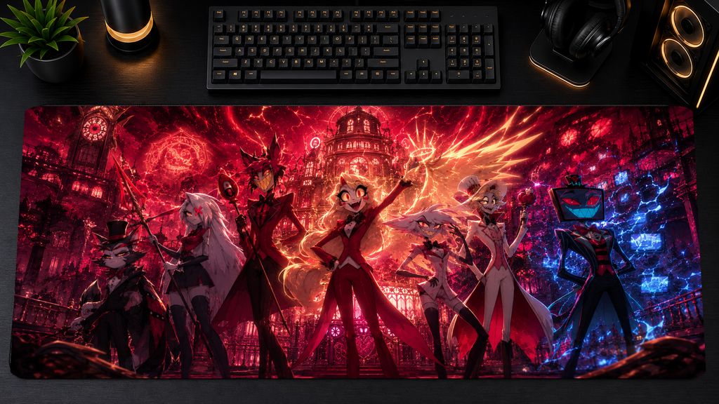Hazbin Hotel inspired XXL gaming mouse pad 10 Non-LED version, 3 mm thick