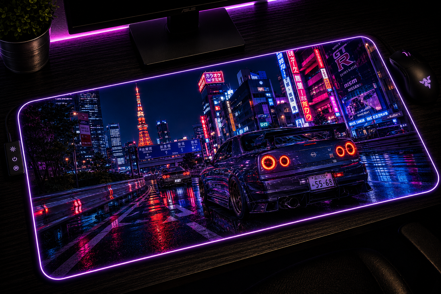 JDM inspired XXL gaming mouse pad 01 LED RGB version, 3 mm thick