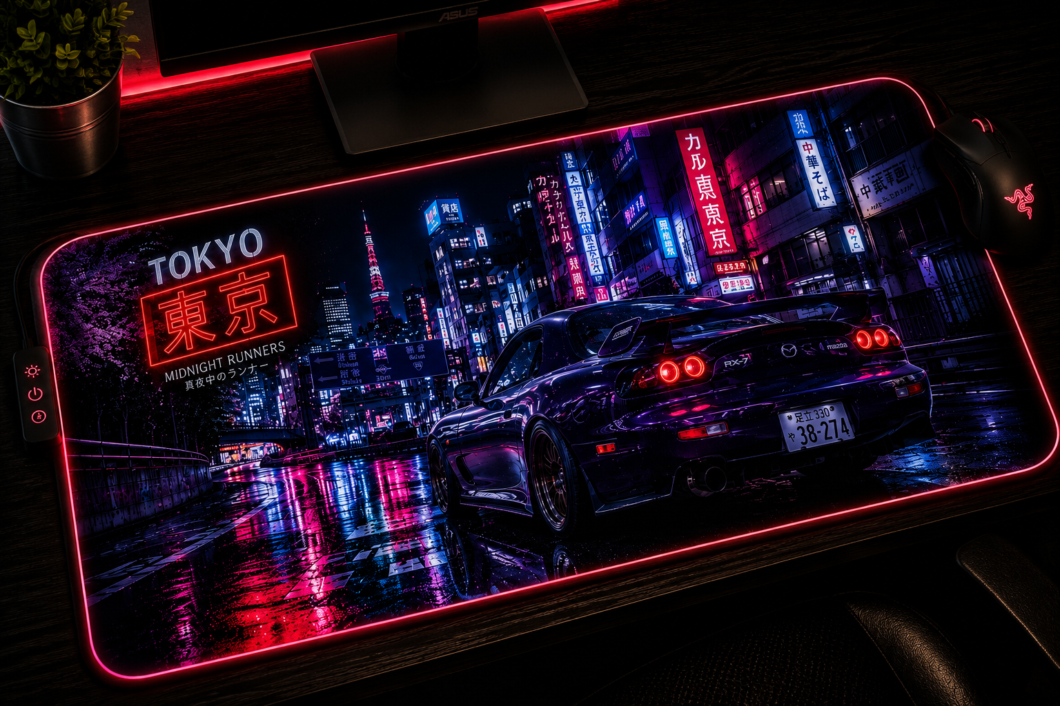 JDM inspired XXL gaming mouse pad 03 LED RGB version, 3 mm thick