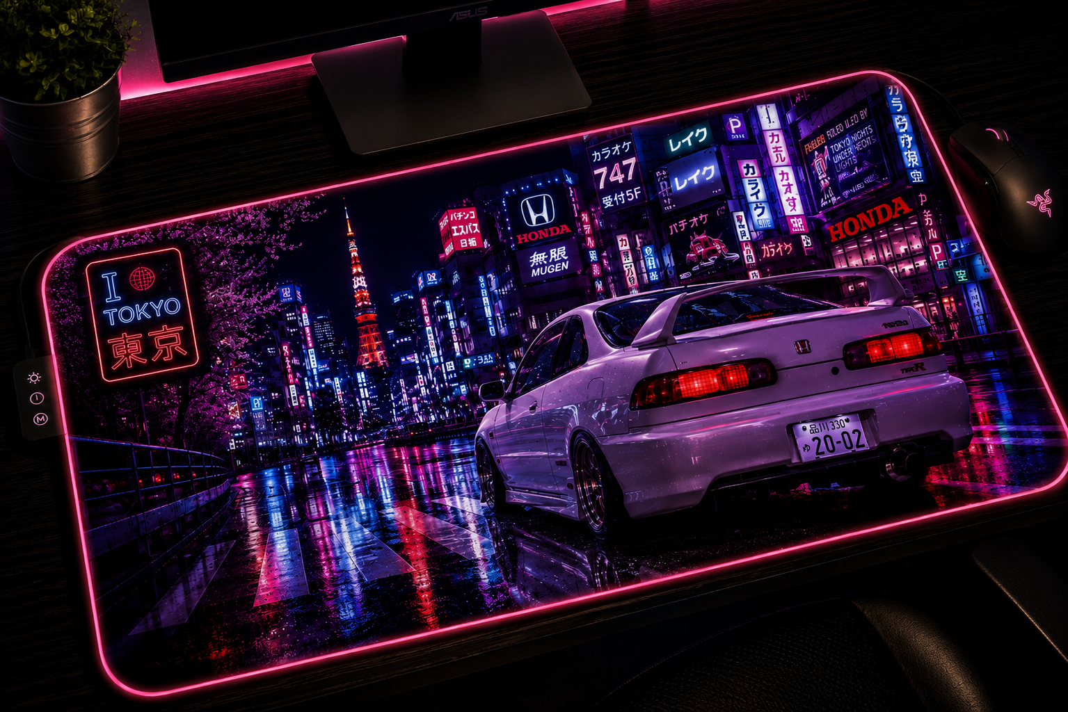 JDM inspired XXL gaming mouse pad 04 LED RGB version, 3 mm thick