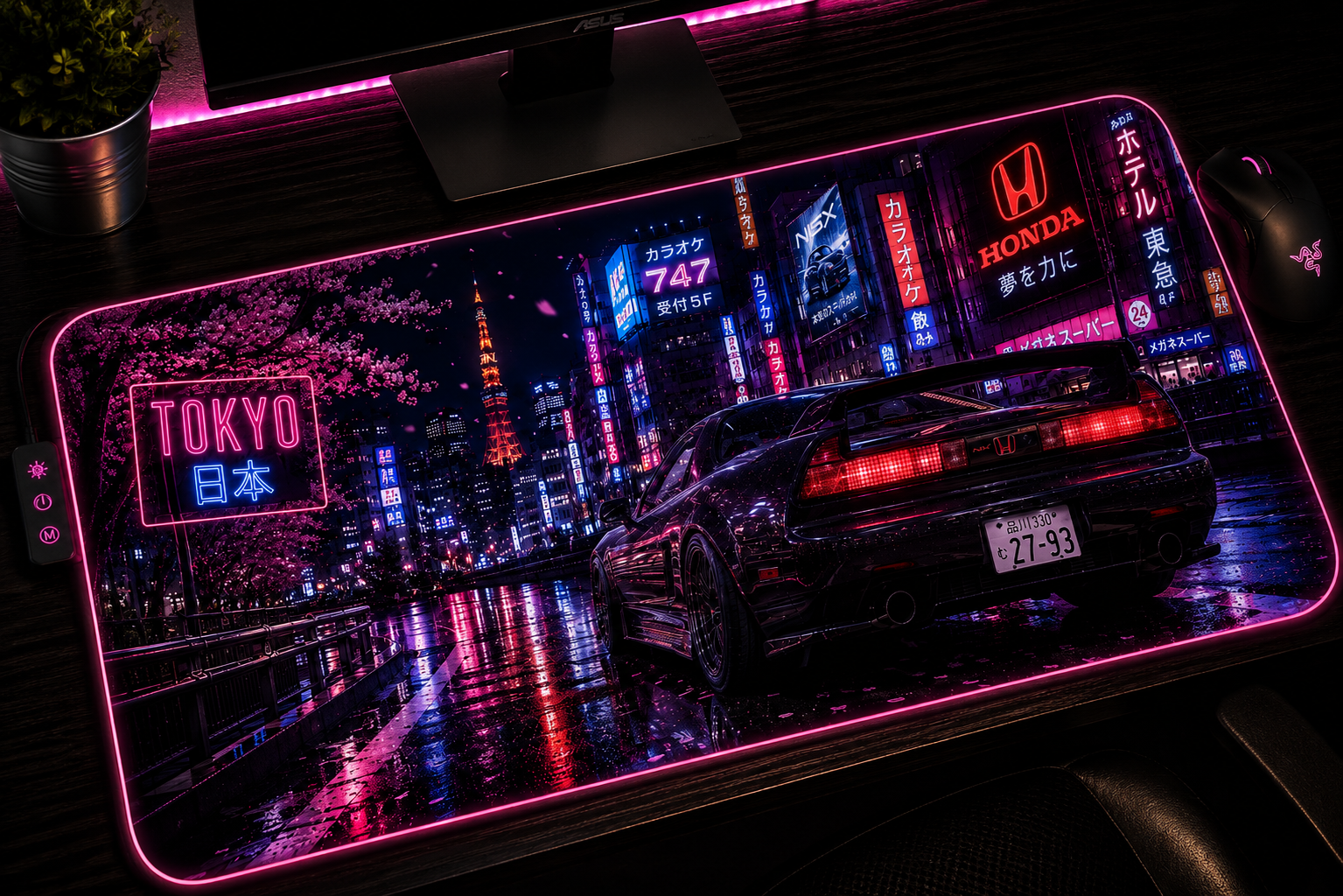 JDM inspired XXL gaming mouse pad 06 LED RGB version, 3 mm thick