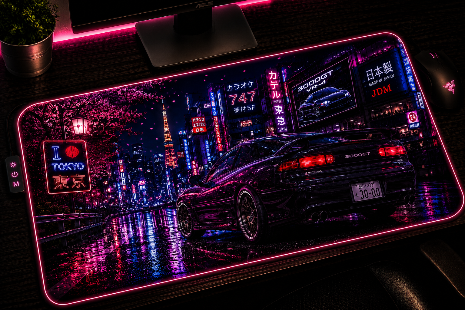 JDM inspired XXL gaming mouse pad 08 LED RGB version, 3 mm thick