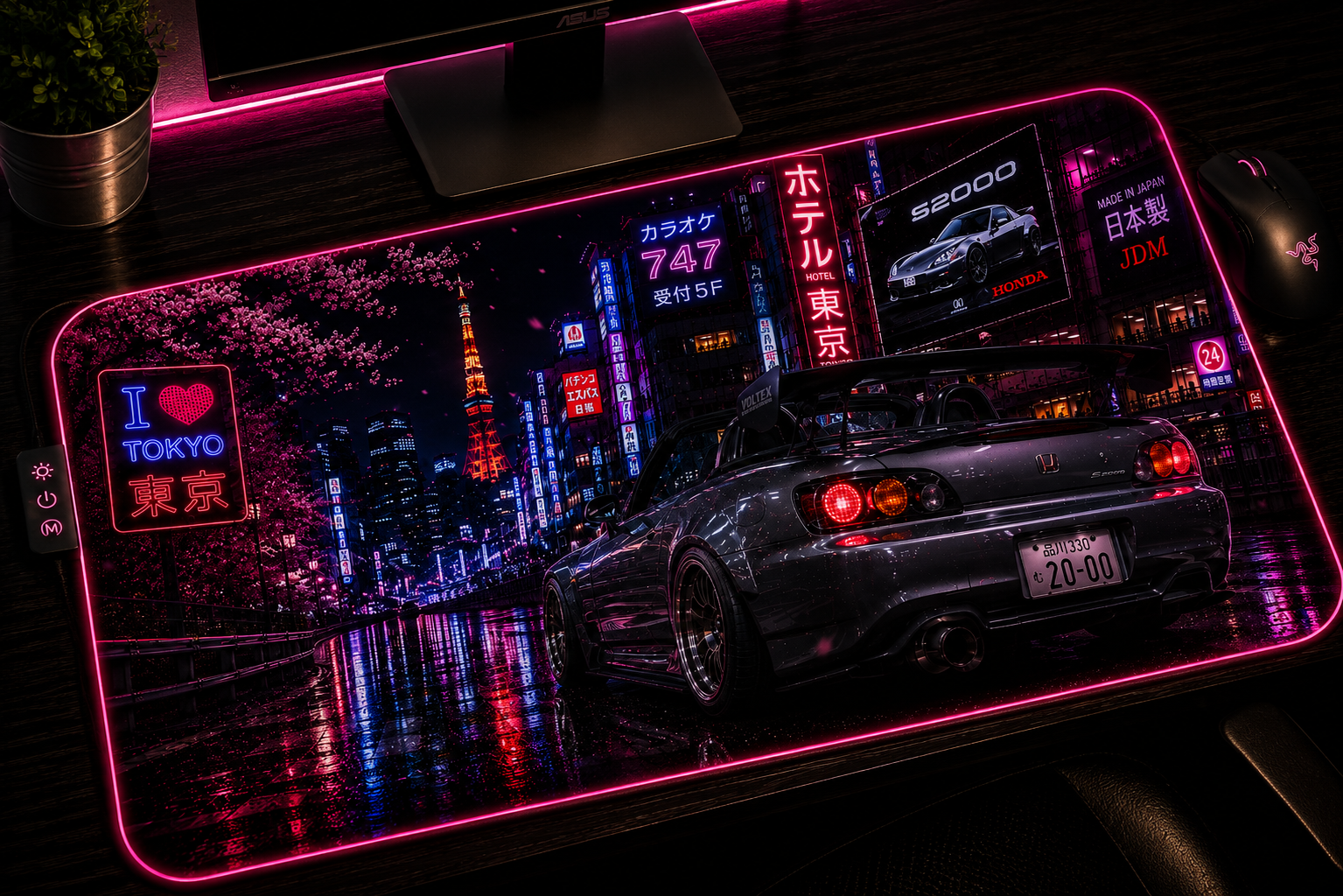 JDM inspired XXL gaming mouse pad 09 LED RGB version, 3 mm thick
