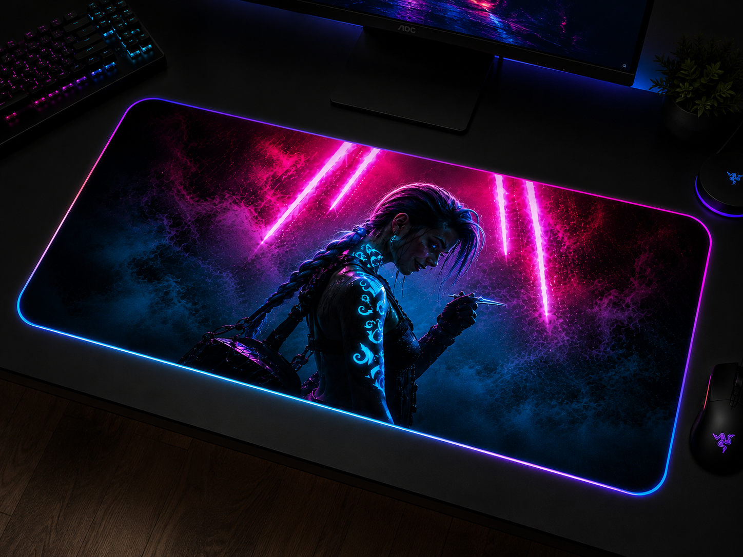Jinx inspired XXL gaming mouse pad 02 LED version