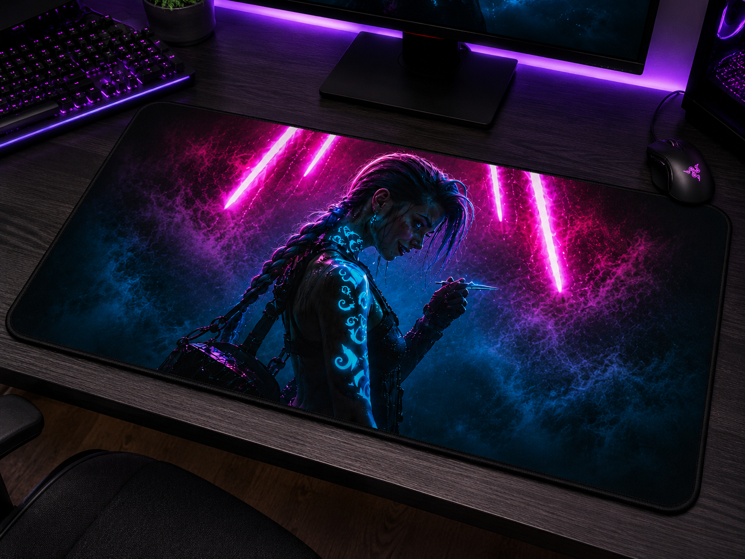 Jinx inspired XXL gaming mouse pad 02 Non-LED version