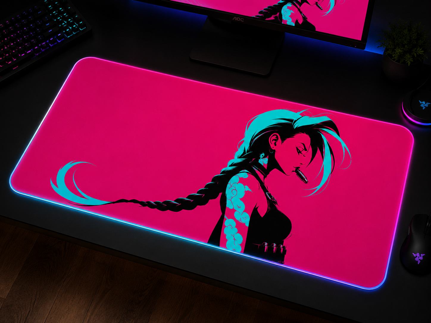 Jinx inspired XXL gaming mouse pad 04 LED version