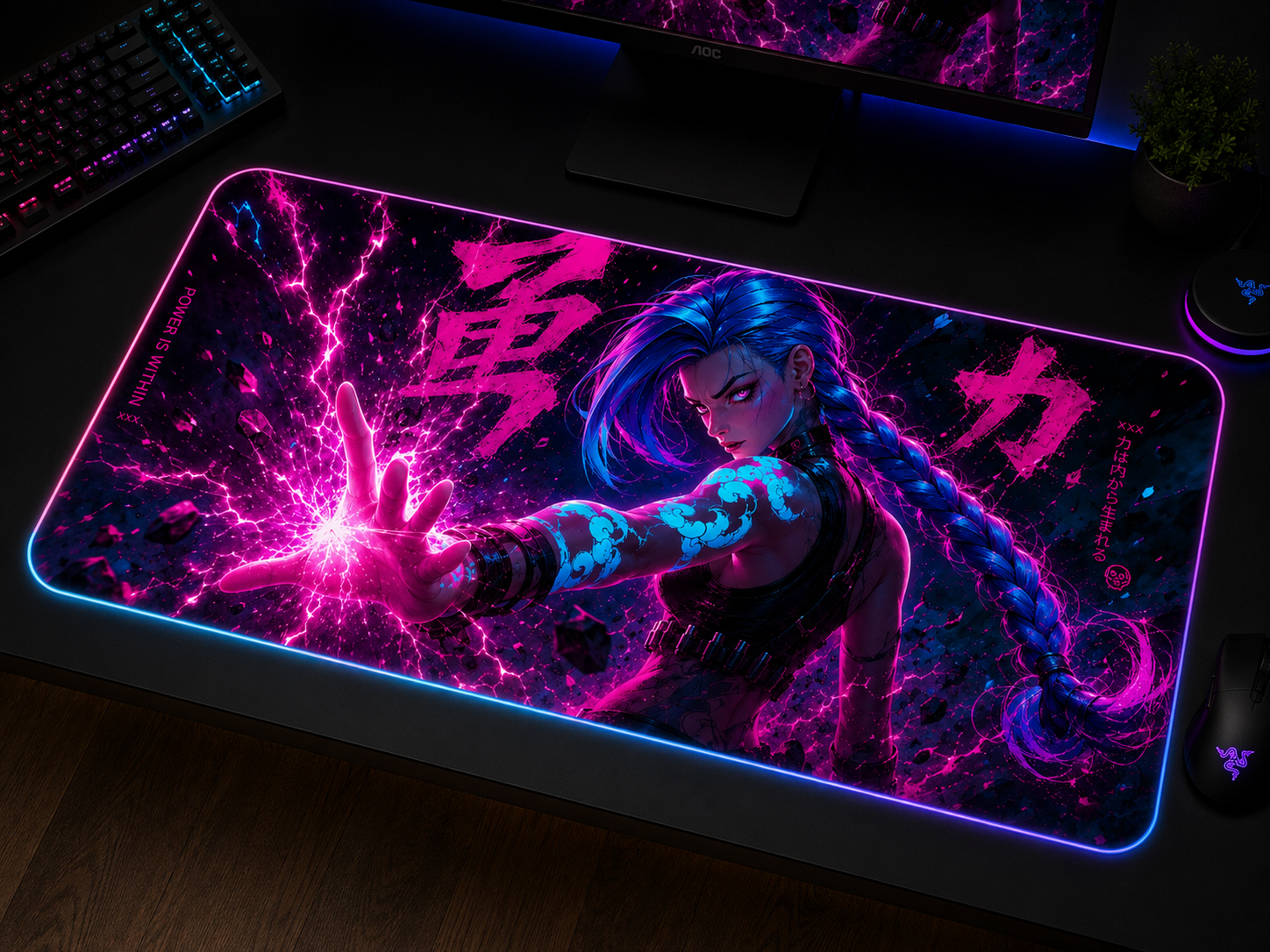 Jinx inspired XXL gaming mouse pad 08 LED version