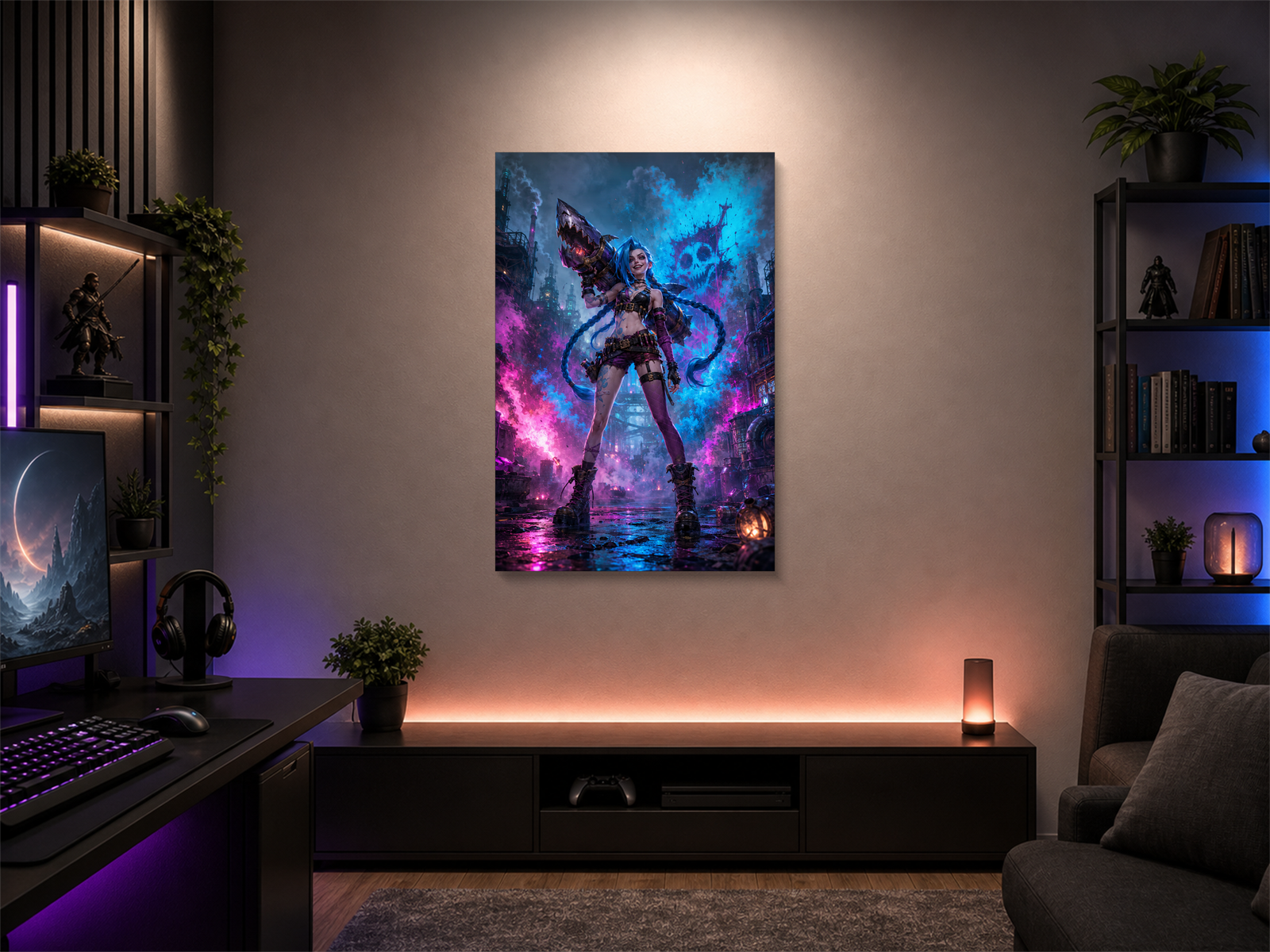 Jinx inspired canvas poster room mockup 01