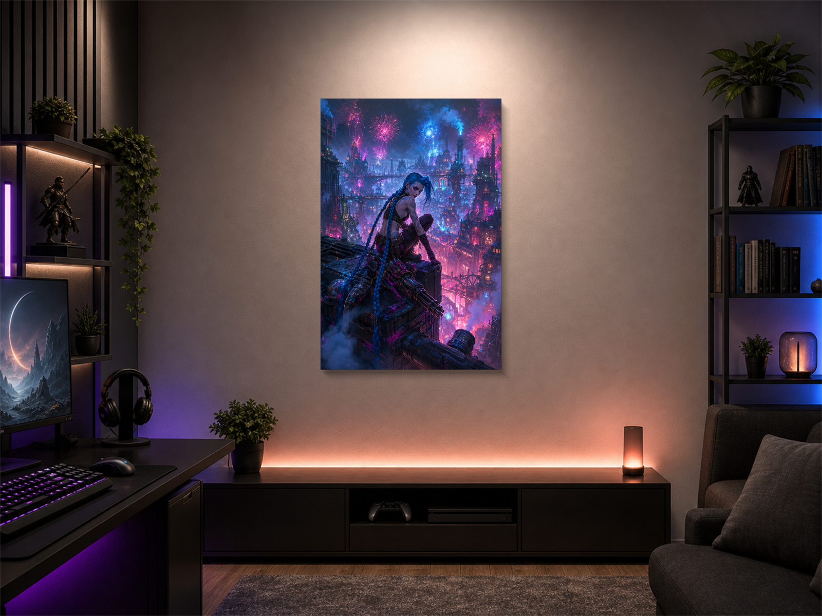 Jinx inspired canvas poster room mockup 02
